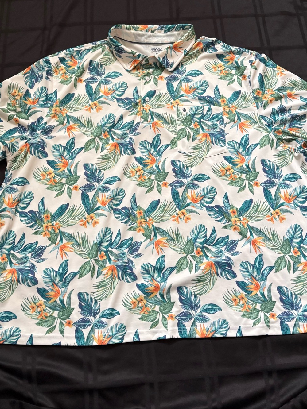 Izod Saltwater Mens Polo Shirt 4XB Tropical Floral Performance Stretch